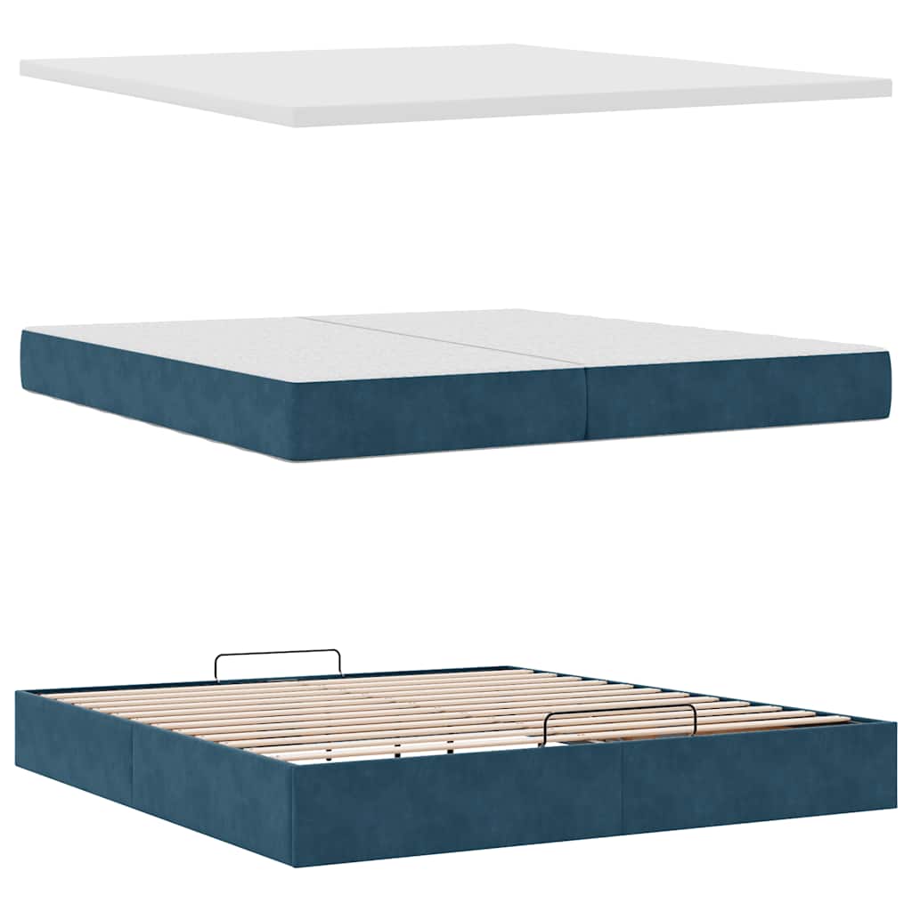 Ottoman-Bett mit Matratze Dunkelblau 200x200 cm Samt