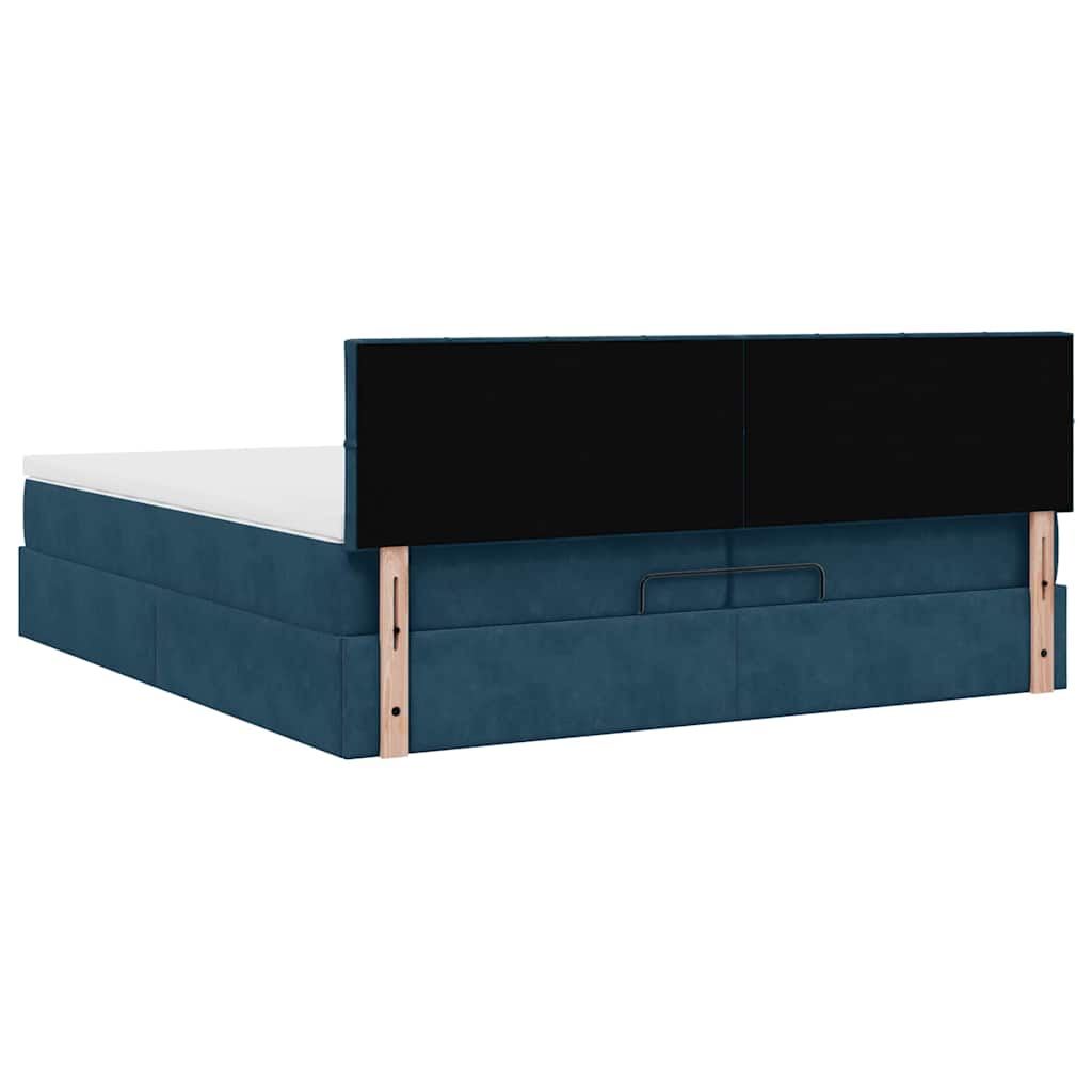 Ottoman-Bett mit Matratze Dunkelblau 200x200 cm Samt
