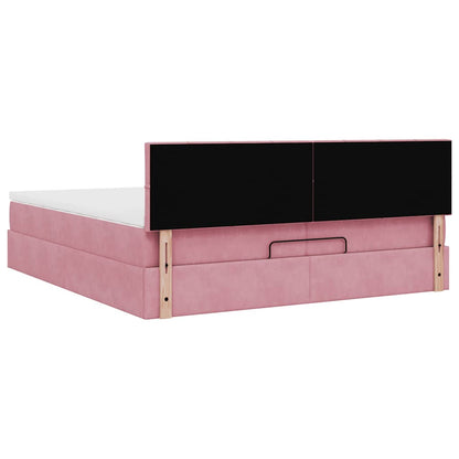Ottoman-Bett mit Matratze Rosa 200x200 cm Samt