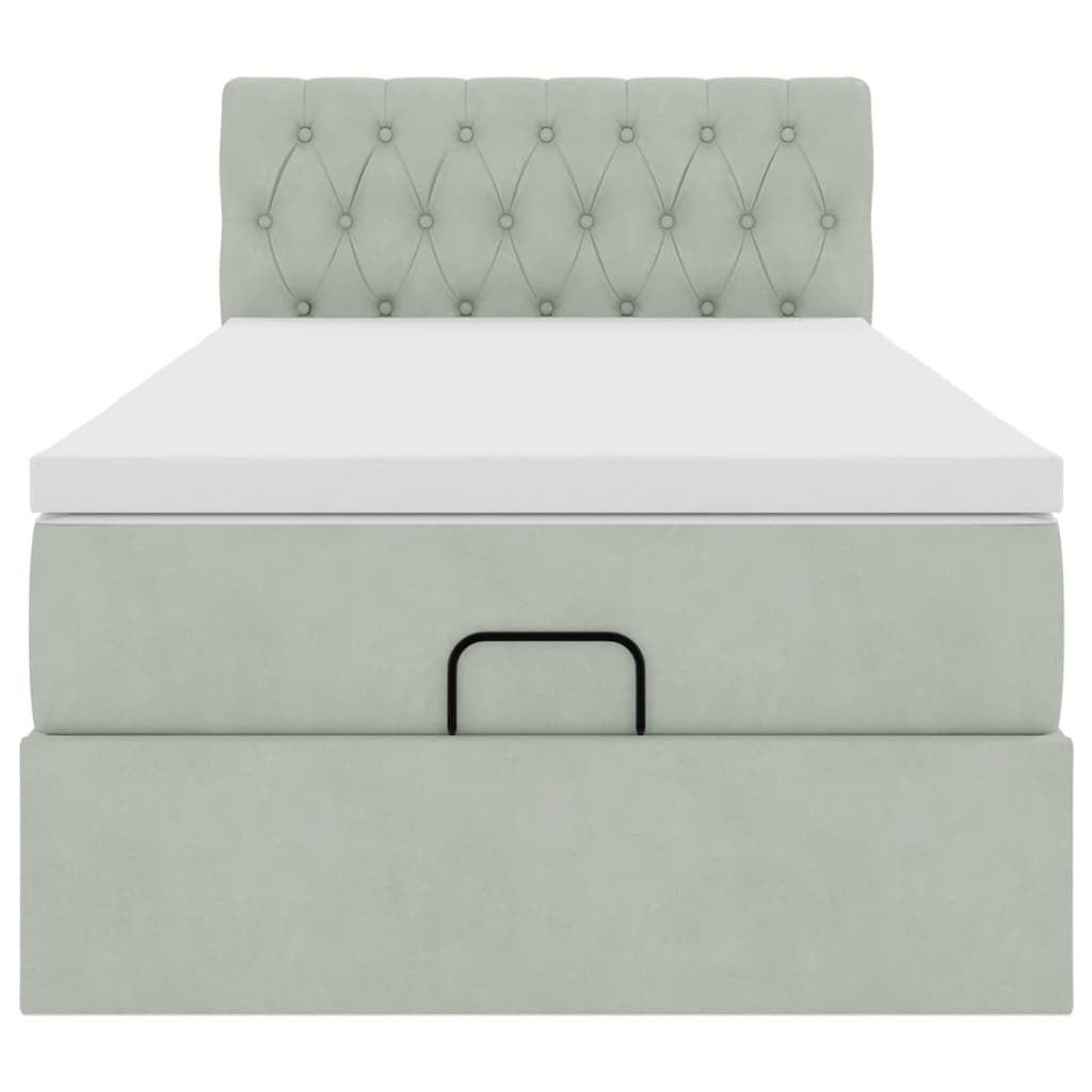 Ottoman-Bett mit Matratze Hellgrau 80x200 cm Samt