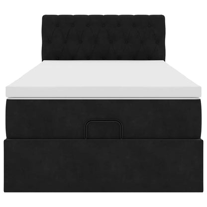 Ottoman-Bett mit Matratze Schwarz 80x200 cm Samt