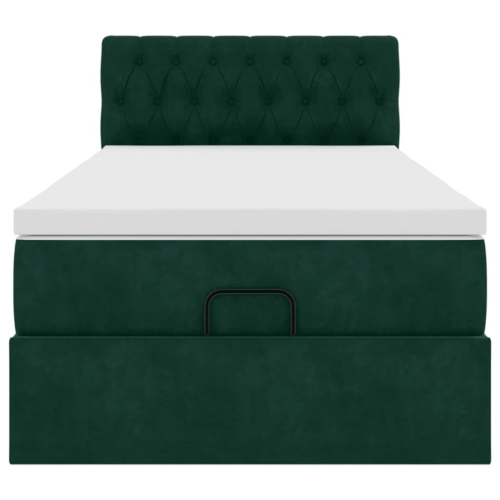 Ottoman-Bett mit Matratze Dunkelgrün 80x200 cm Samt