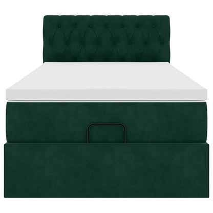 Ottoman-Bett mit Matratze Dunkelgrün 90x190 cm Samt