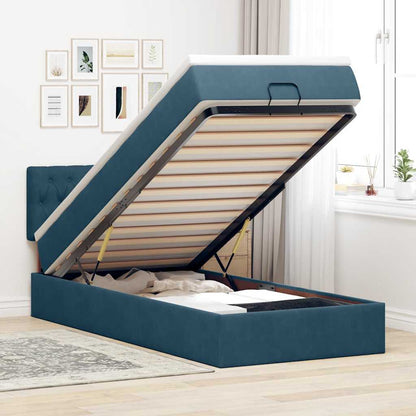 Ottoman-Bett mit Matratze Dunkelblau 90x190 cm Samt
