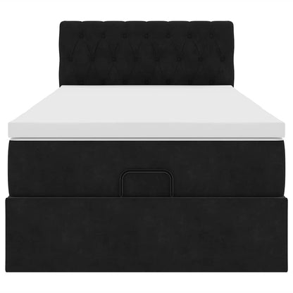Ottoman-Bett mit Matratze Schwarz 90x200 cm Samt