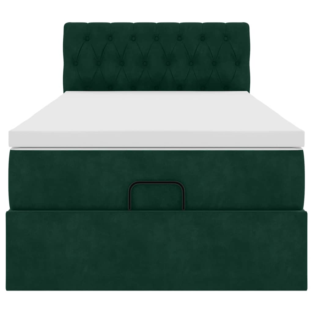 Ottoman-Bett mit Matratze Dunkelgrün 90x200 cm Samt
