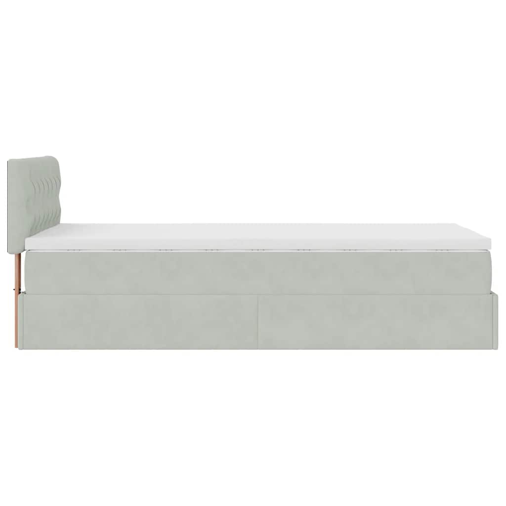 Ottoman-Bett mit Matratze Hellgrau 100x200 cm Samt