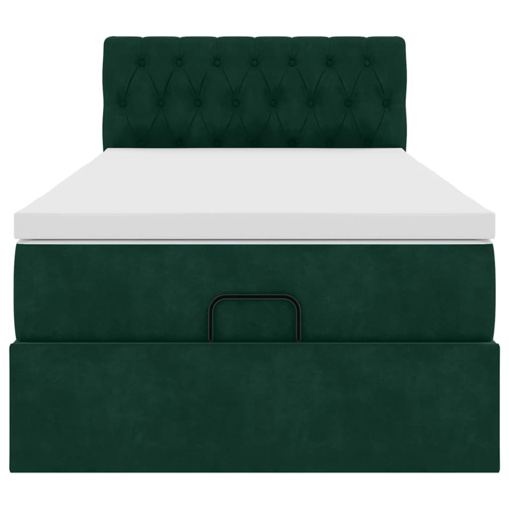 Ottoman-Bett mit Matratze Dunkelgrün 100x200 cm Samt