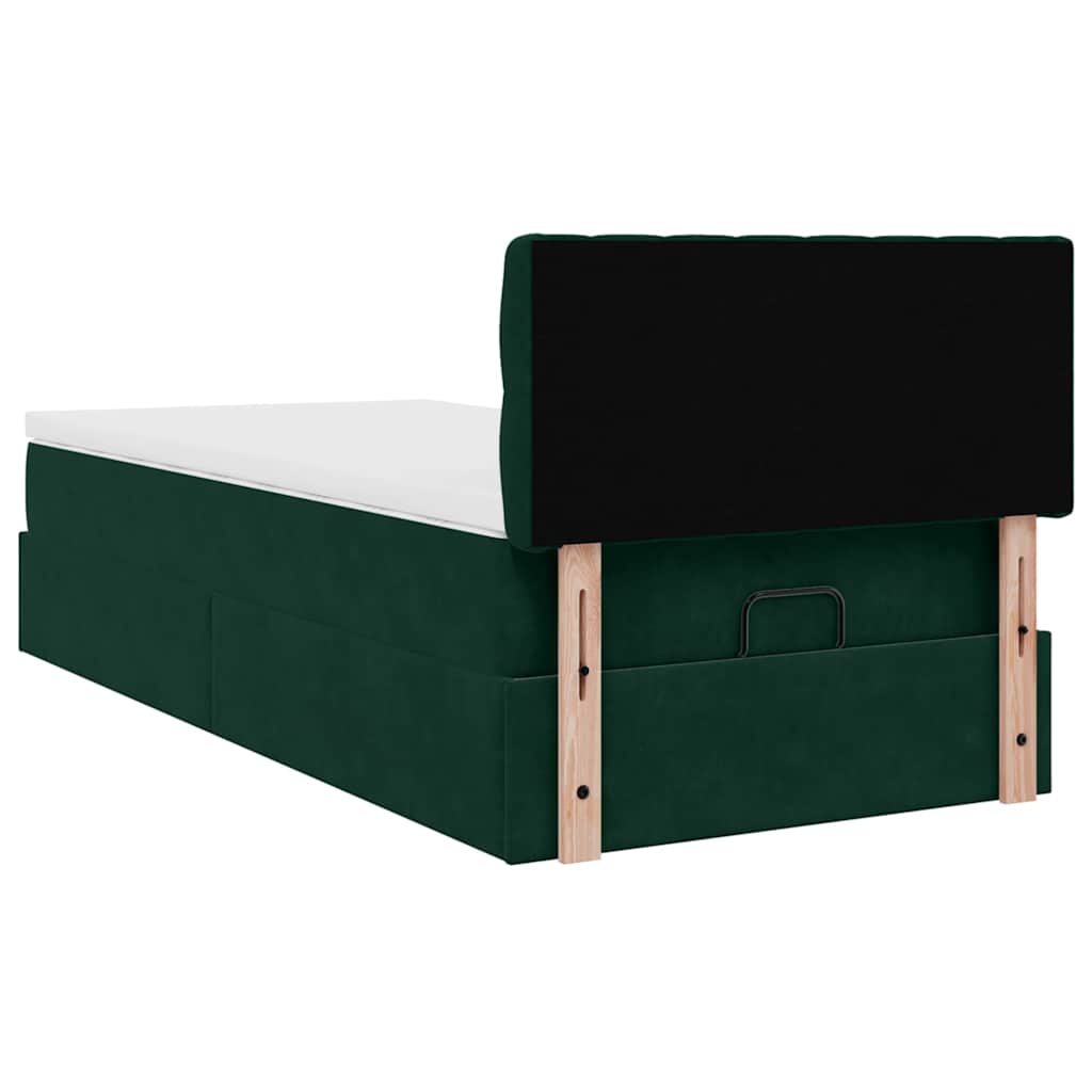 Ottoman-Bett mit Matratze Dunkelgrün 100x200 cm Samt