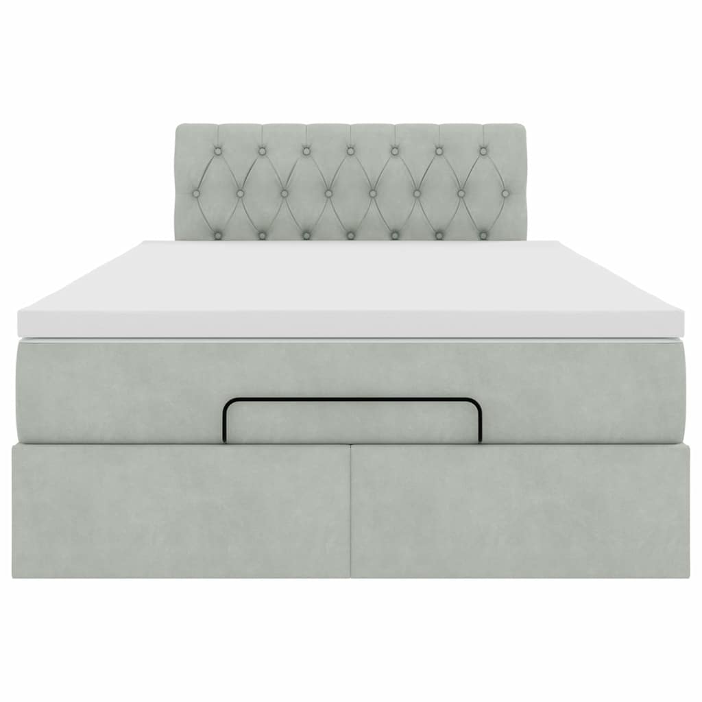 Ottomanische Bett mit Matratze Hellgrau 120x190 cm Samt
