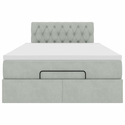 Ottomanische Bett mit Matratze Hellgrau 120x190 cm Samt