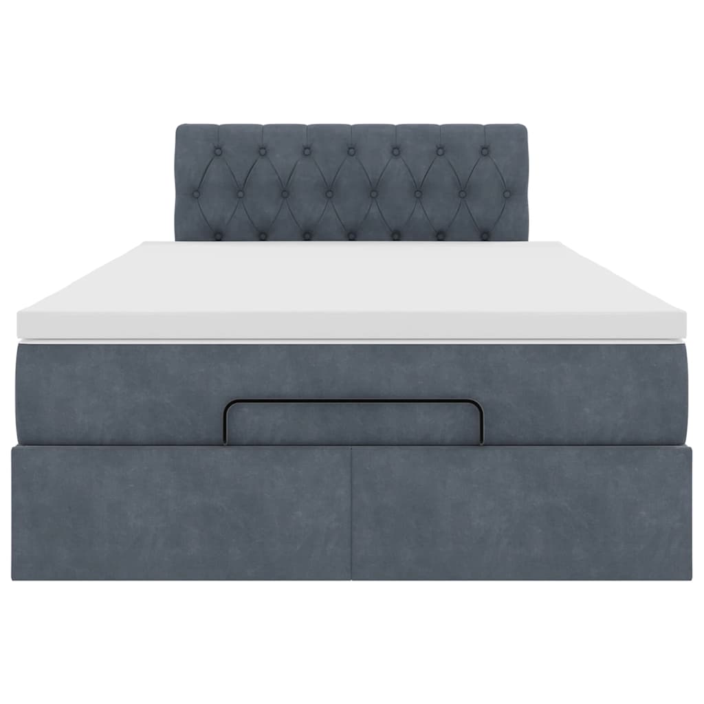 Ottoman-Bett mit Matratze Dunkelgrau 120x190 cm Samt