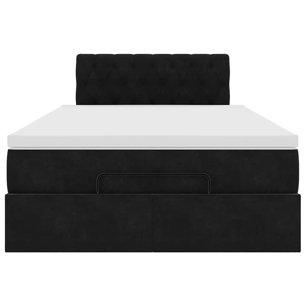 Ottoman-Bett mit Matratze Schwarz 120x200 cm Samt
