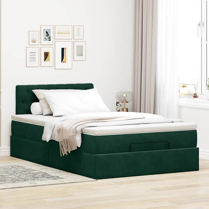 Ottoman-Bett mit Matratze Dunkelgrün 120x200 cm Samt