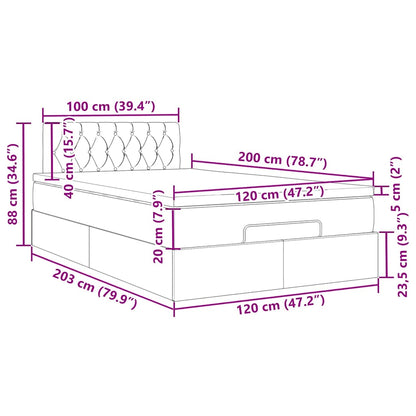 Ottoman-Bett mit Matratze Dunkelgrün 120x200 cm Samt