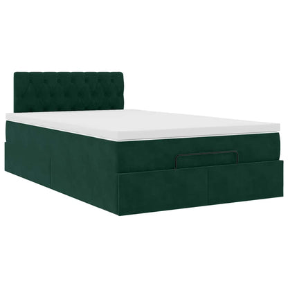 Ottoman-Bett mit Matratze Dunkelgrün 120x200 cm Samt