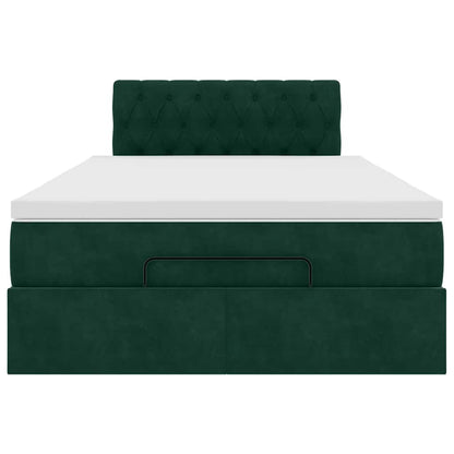 Ottoman-Bett mit Matratze Dunkelgrün 120x200 cm Samt