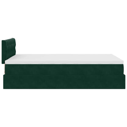 Ottoman-Bett mit Matratze Dunkelgrün 120x200 cm Samt