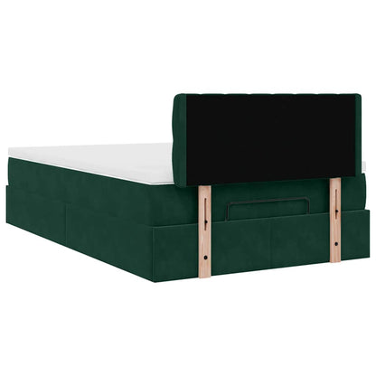 Ottoman-Bett mit Matratze Dunkelgrün 120x200 cm Samt