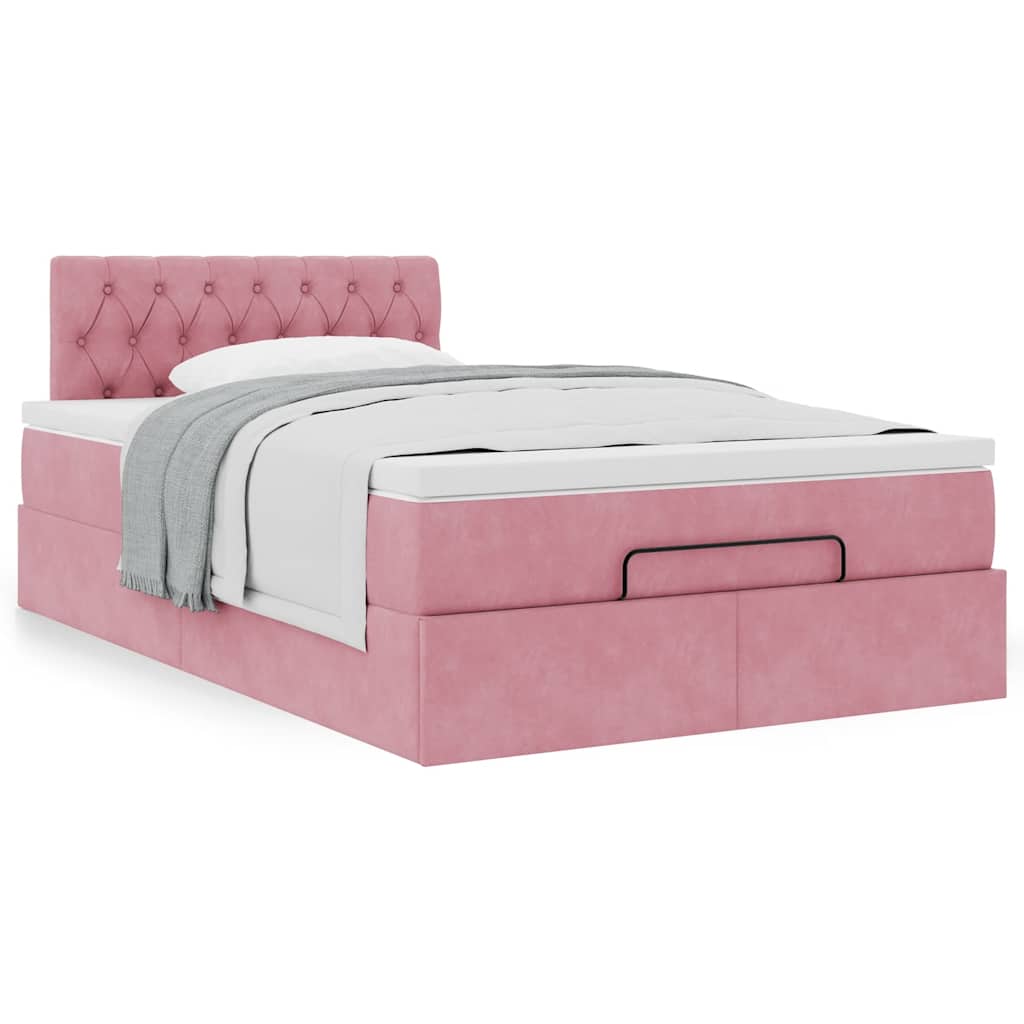 Ottoman-Bett mit Matratze Rosa 120x200 cm Samt