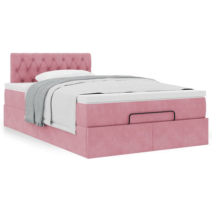 Ottoman-Bett mit Matratze Rosa 120x200 cm Samt