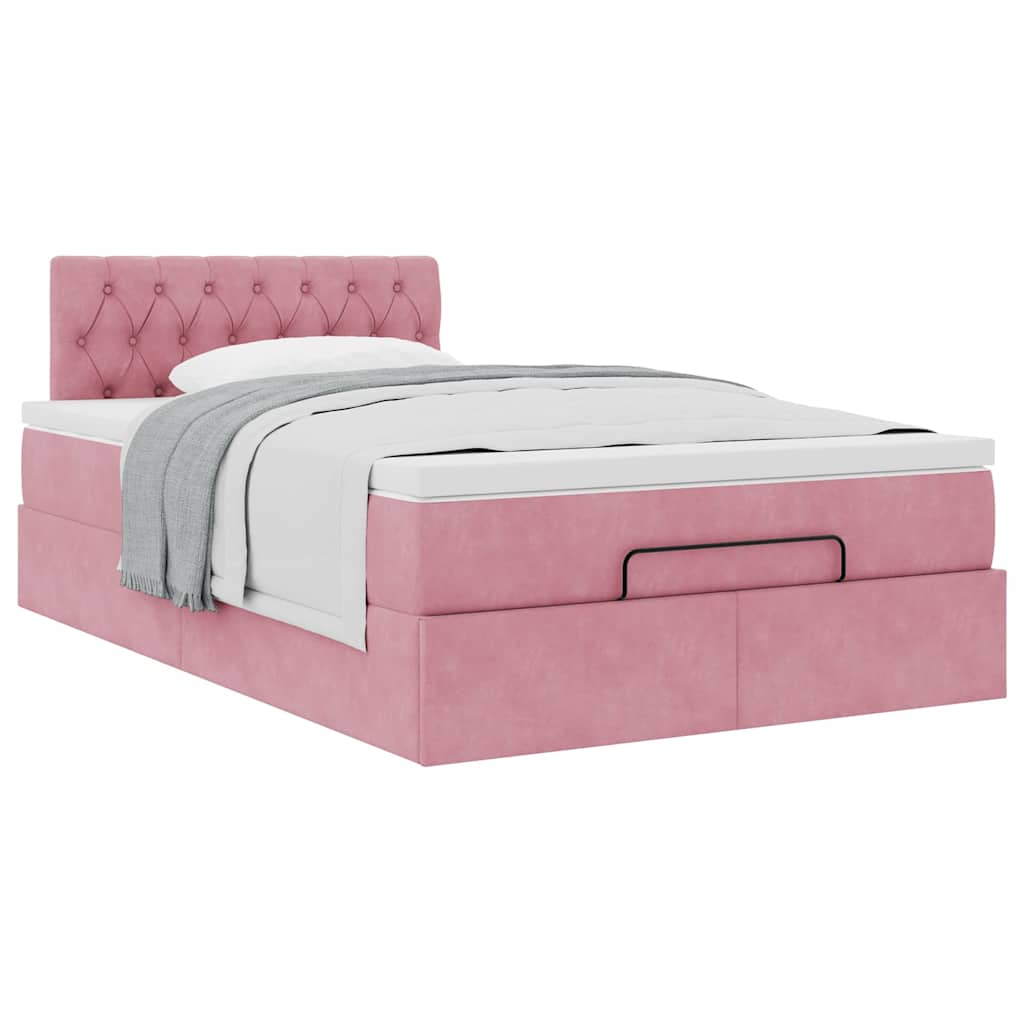 Ottoman-Bett mit Matratze Rosa 120x200 cm Samt