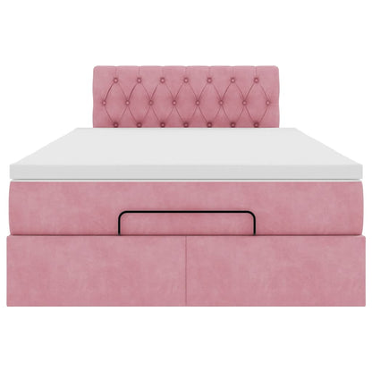 Ottoman-Bett mit Matratze Rosa 120x200 cm Samt