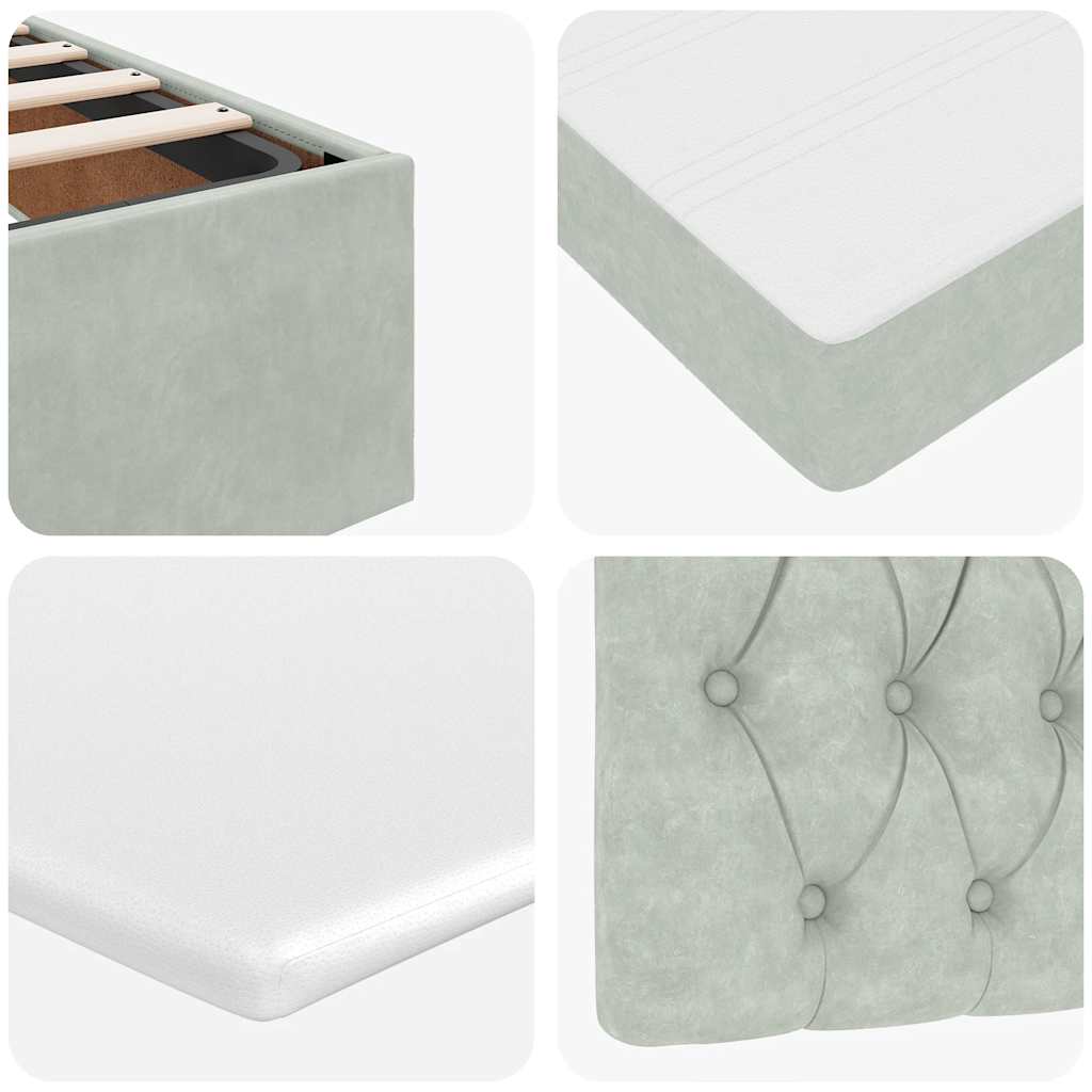 Ottoman-Bett mit Matratze Hellgrau 140x190 cm Samt