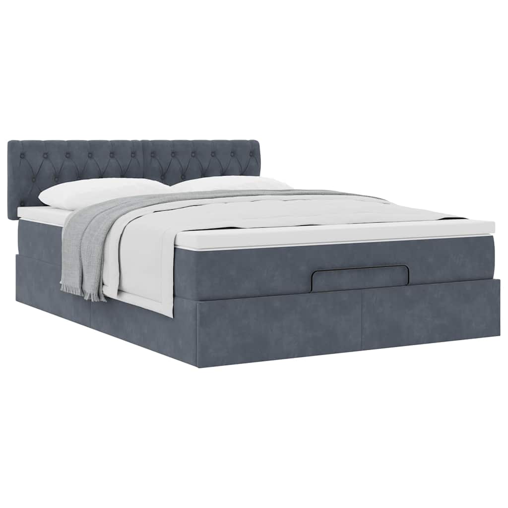 Ottoman-Bett mit Matratze Dunkelgrau 140x190 cm Samt
