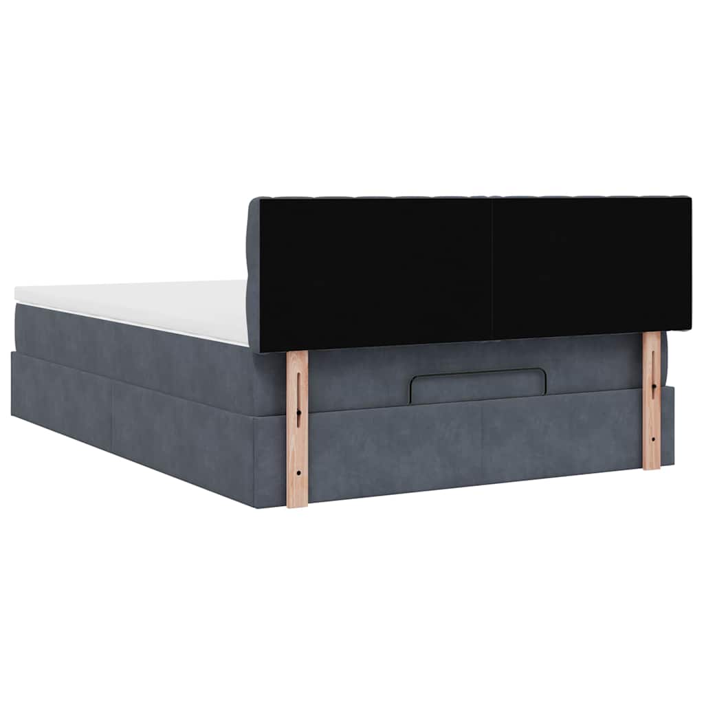 Ottoman-Bett mit Matratze Dunkelgrau 140x190 cm Samt
