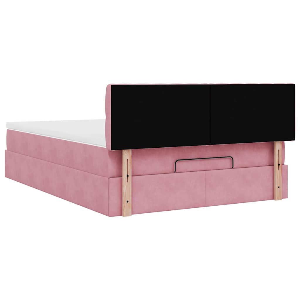 Ottoman-Bett mit Matratze Rosa 140x190 cm Samt
