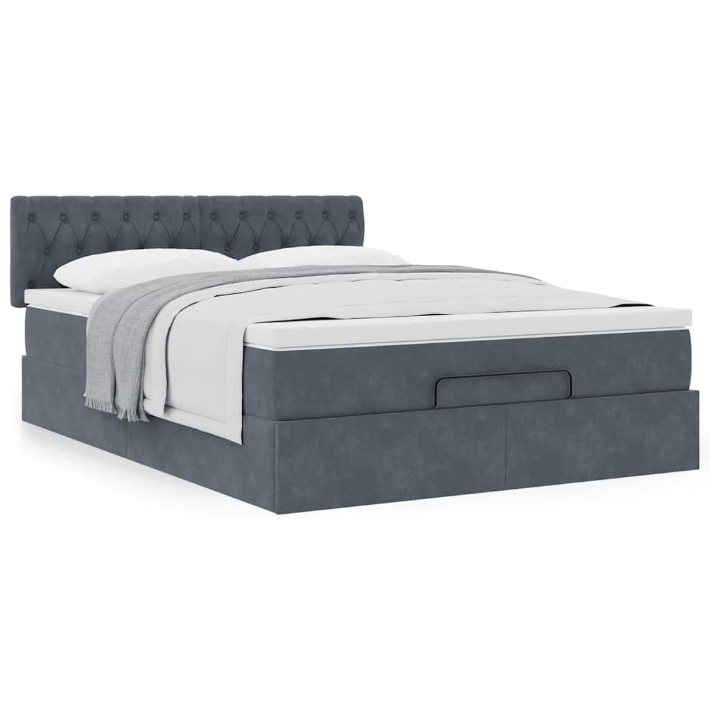 Ottoman-Bett mit Matratze Dunkelgrau 140x200 cm Samt