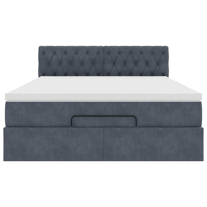 Ottoman-Bett mit Matratze Dunkelgrau 140x200 cm Samt