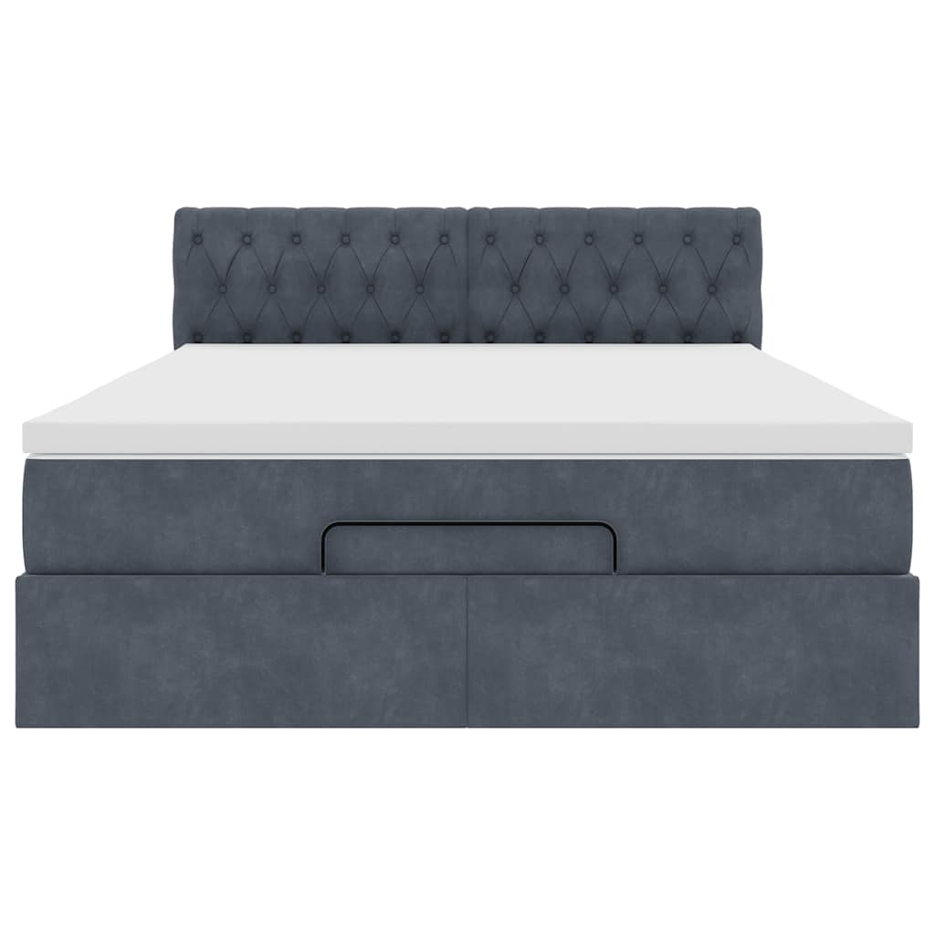 Ottoman-Bett mit Matratze Dunkelgrau 140x200 cm Samt