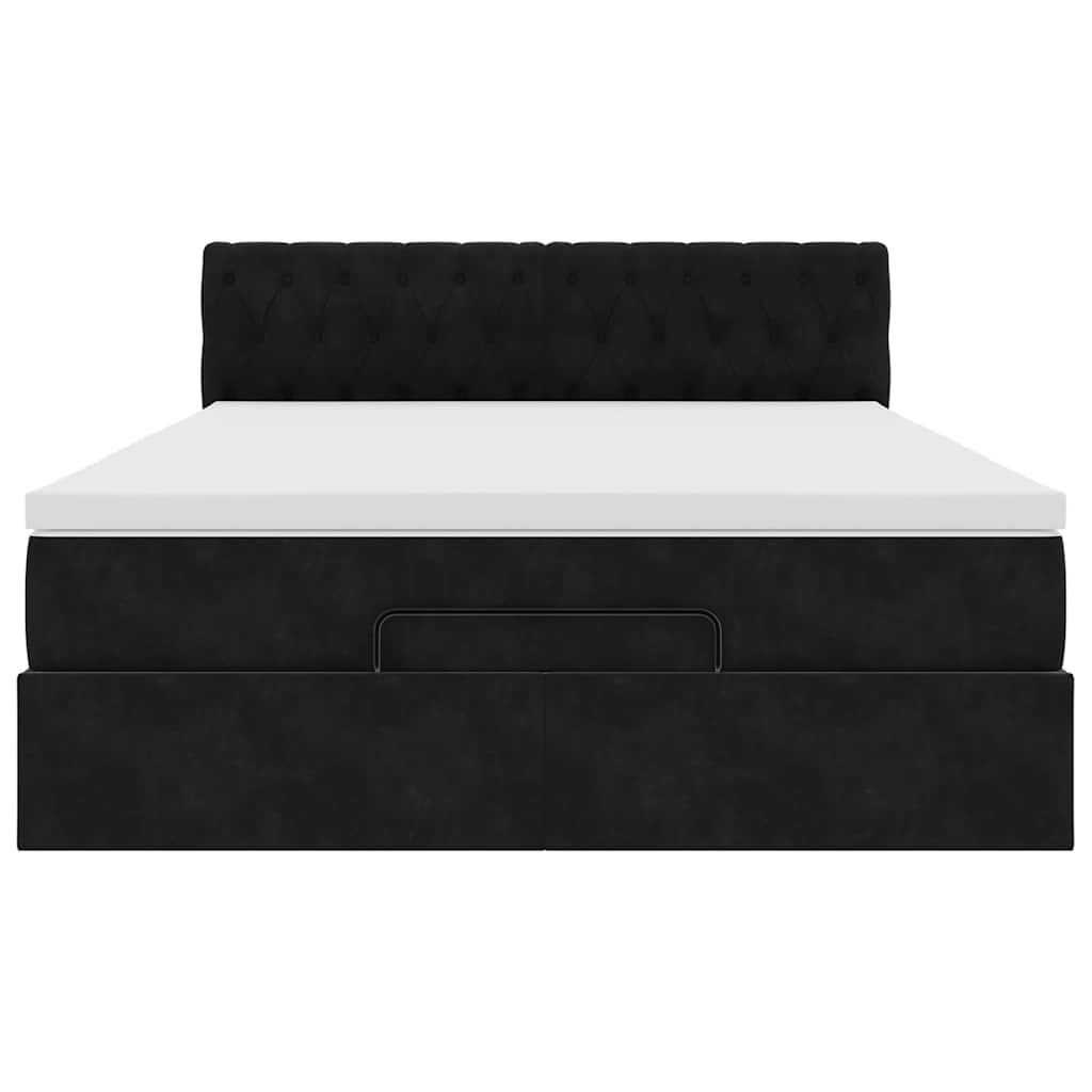 Ottoman-Bett mit Matratze Schwarz 140x200 cm Samt
