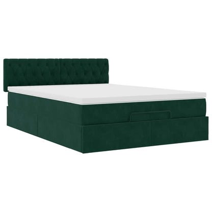 Ottoman-Bett mit Matratze Dunkelgrün 140x200 cm Samt