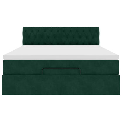 Ottoman-Bett mit Matratze Dunkelgrün 140x200 cm Samt