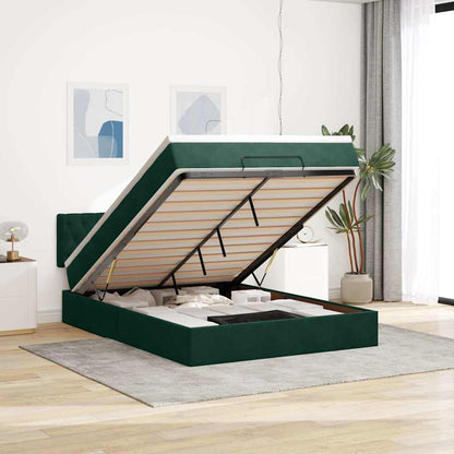 Ottoman-Bett mit Matratze Dunkelgrün 140x200 cm Samt