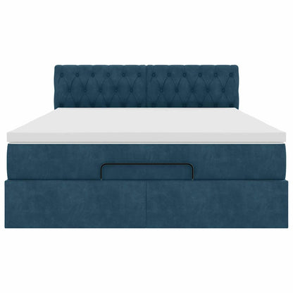 Ottoman-Bett mit Matratze Dunkelblau 140x200 cm Samt