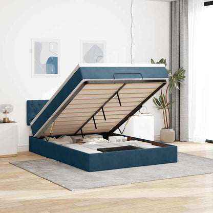 Ottoman-Bett mit Matratze Dunkelblau 140x200 cm Samt