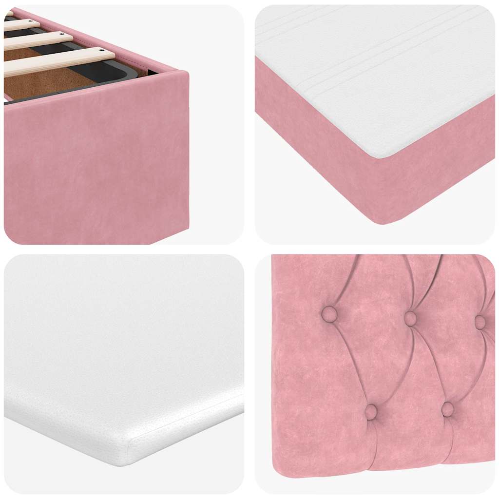 Ottoman-Bett mit Matratze Rosa 140x200 cm Samt