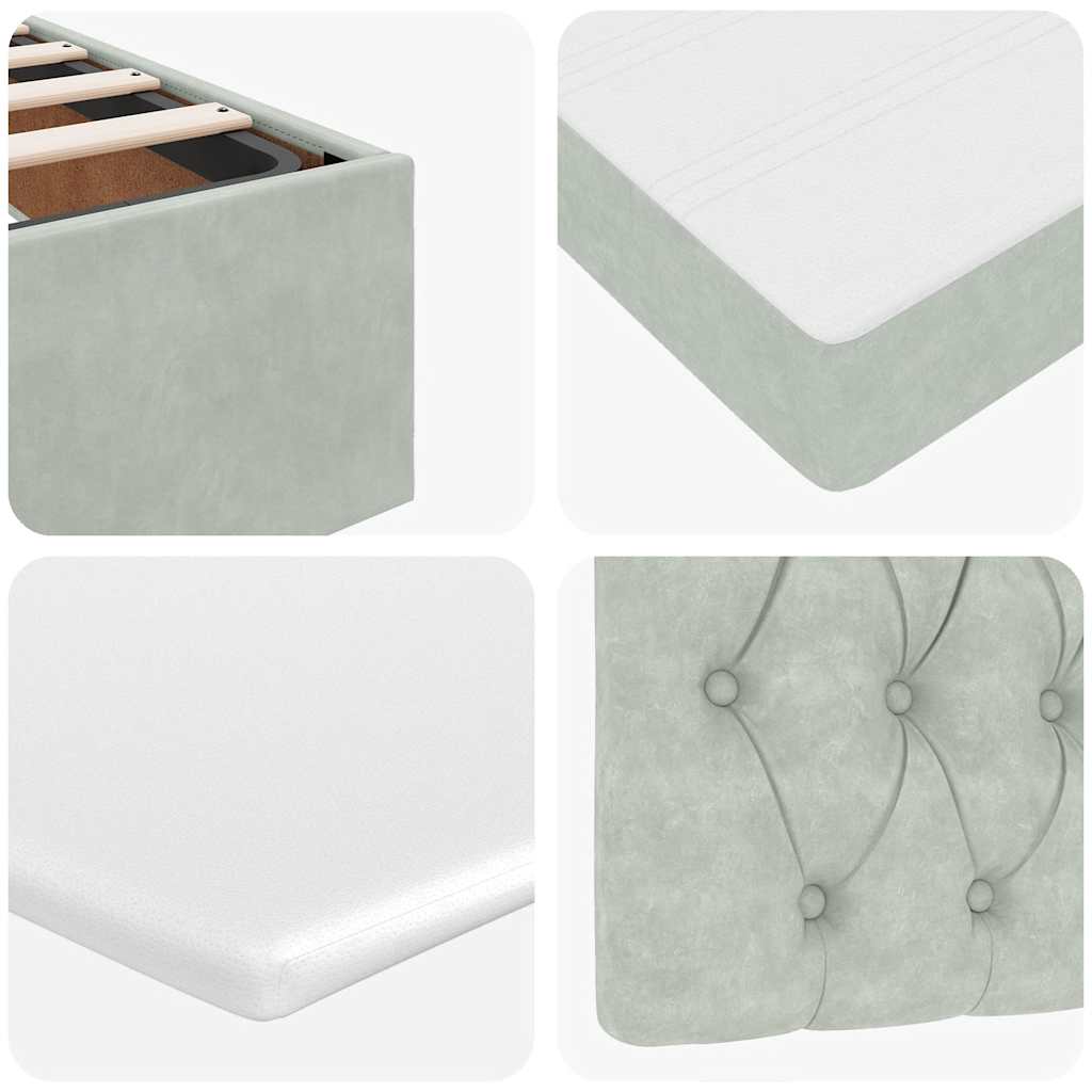 Ottoman-Bett mit Matratze Hellgrau 160x200 cm Samt