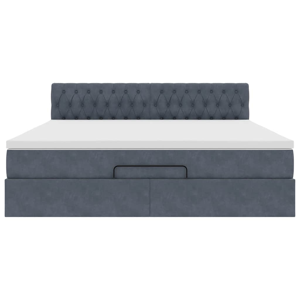 Ottoman-Bett mit Matratze Dunkelgrau 160x200 cm Samt