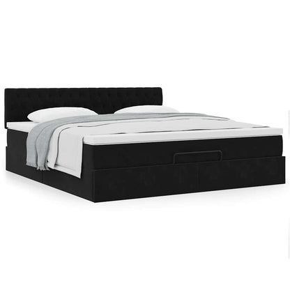 Ottoman-Bett mit Matratze Schwarz 160x200 cm Samt