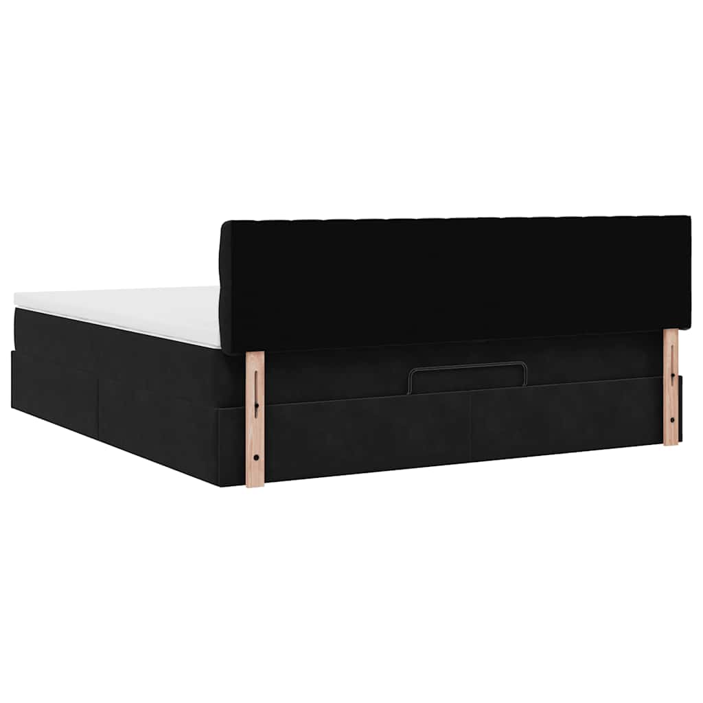 Ottoman-Bett mit Matratze Schwarz 160x200 cm Samt