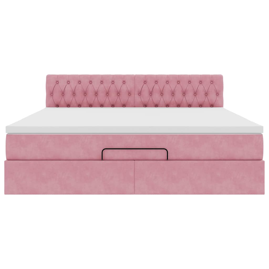 Ottoman-Bett mit Matratze Rosa 160x200 cm Samt