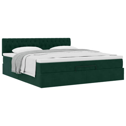 Ottoman-Bett mit Matratze Dunkelgrün 180x200 cm Samt