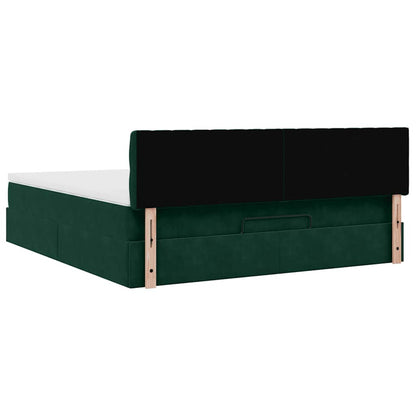 Ottoman-Bett mit Matratze Dunkelgrün 180x200 cm Samt