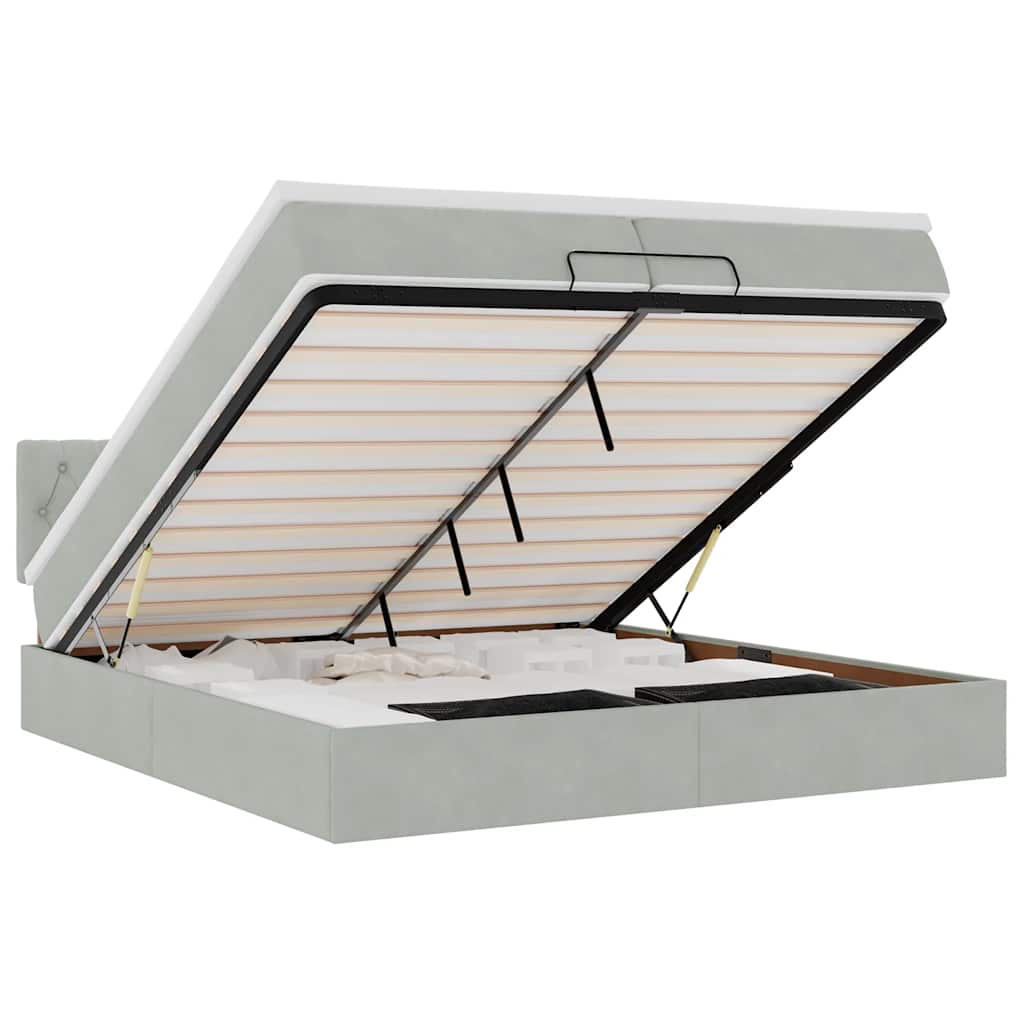 Ottoman-Bett mit Matratze Hellgrau 200x200 cm Samt