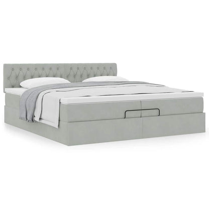 Ottoman-Bett mit Matratze Hellgrau 200x200 cm Samt